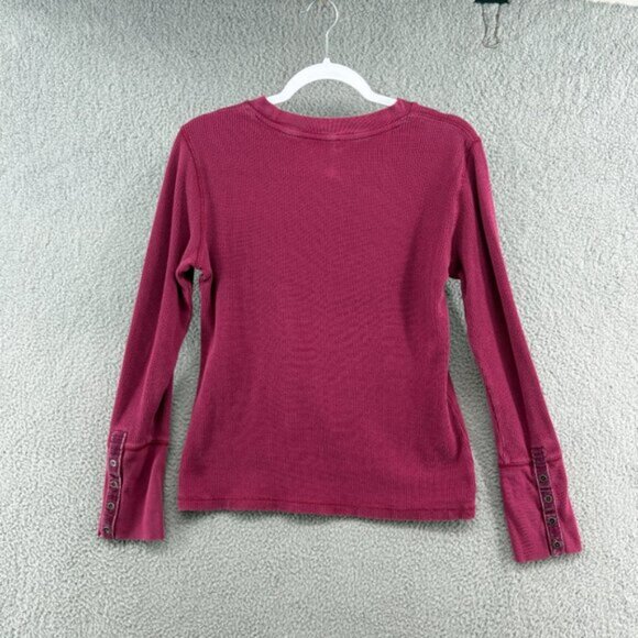 Sundance Thermal Long Sleeve Top Magenta Velvet Cuff Detail Boho Size M - Picture 4 of 10
